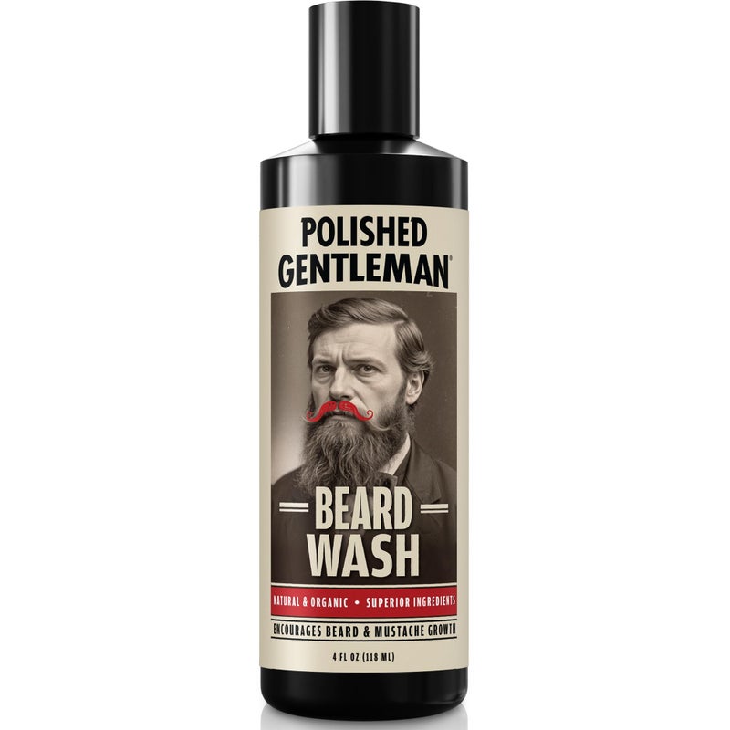 Polished Gentleman Refreshing Beard Shampoo and Face Wash with Peppermint Tea Tree and Argan Oil - for Thicker and Softer Beard (4oz) - Image 1